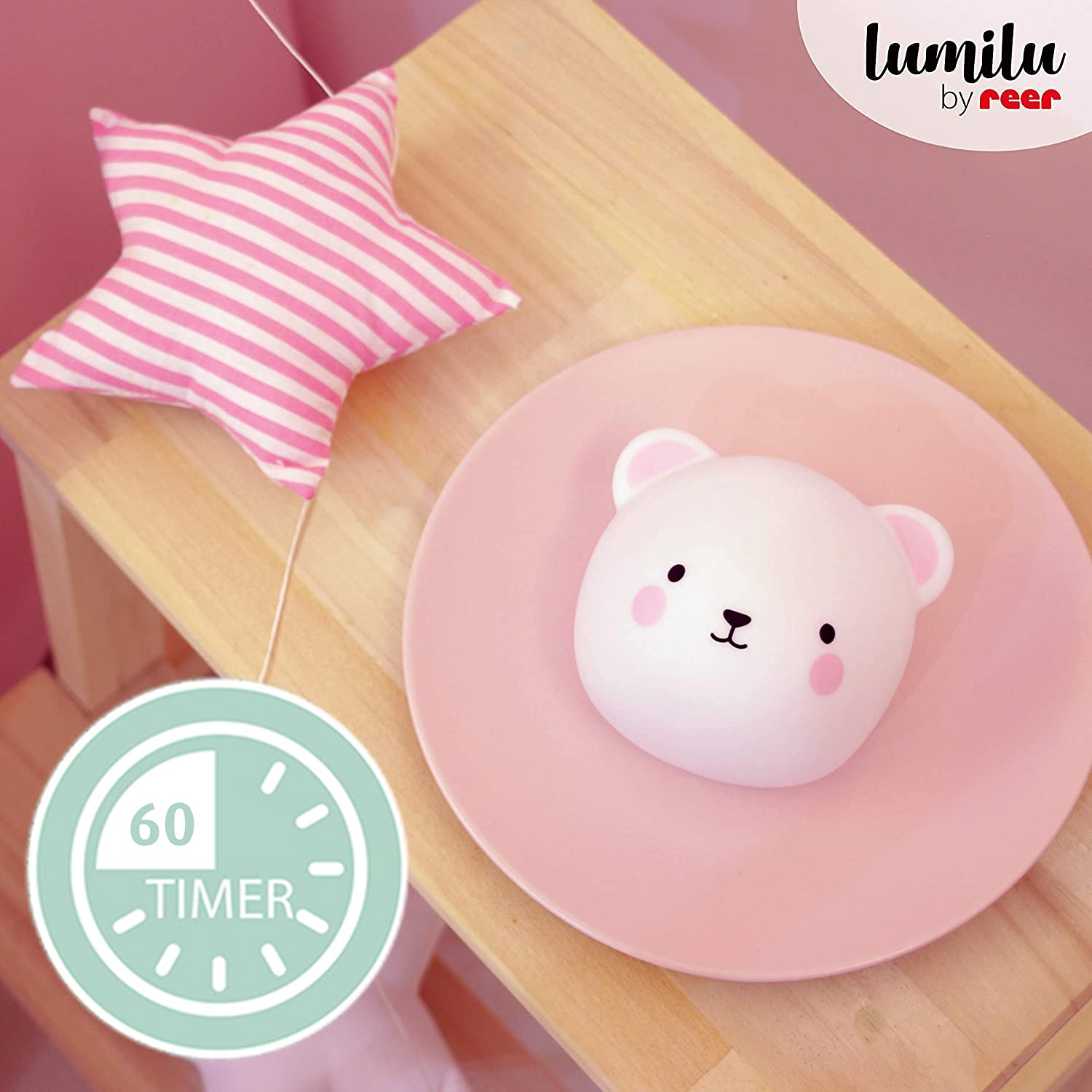 Reer Lumilu Touch Light Bear 52210: Luce Notturna Orsetto 2 In 1 Con Touch Control E Timer