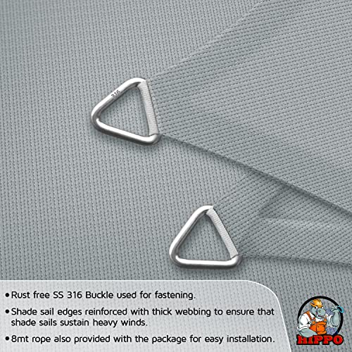Image of HIPPO Triangle Shade Sail Affordable & Premium 150 GSM Sun Shade UV Block for Outdoor Car Parking Garden (Grey, 10FTX10FTX10FT)