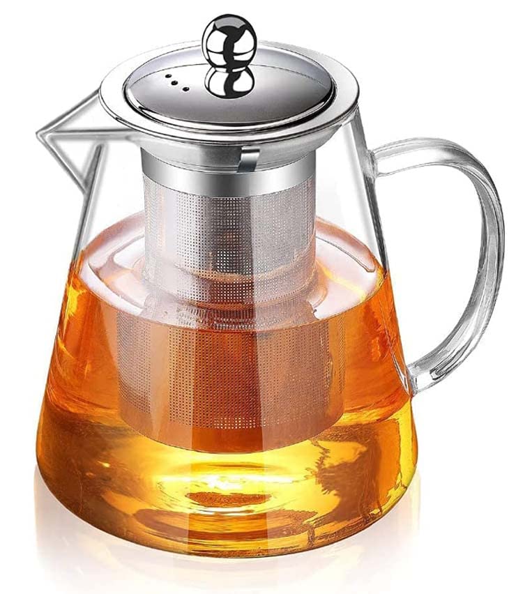 Buy MARK Round Glass Tea Pot, Borosilicate Glass Teapot, Loose Leaf Tea