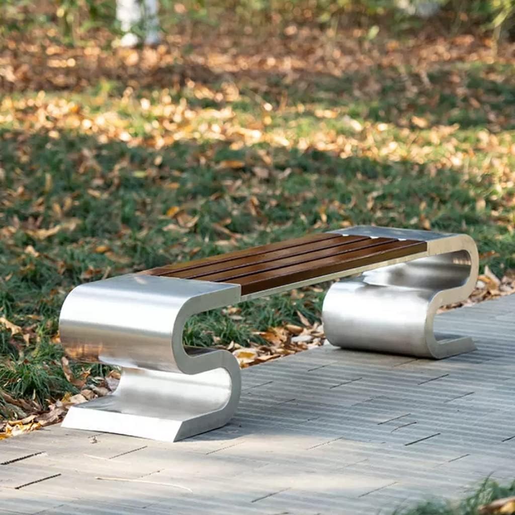 Park Benches Outdoor Leisure Chair Park Chair Garden Square Outdoor Stainless Steel Public Seat Scenic Shopping Mall School Rest Stool Outdoor Benches(M:180cm)