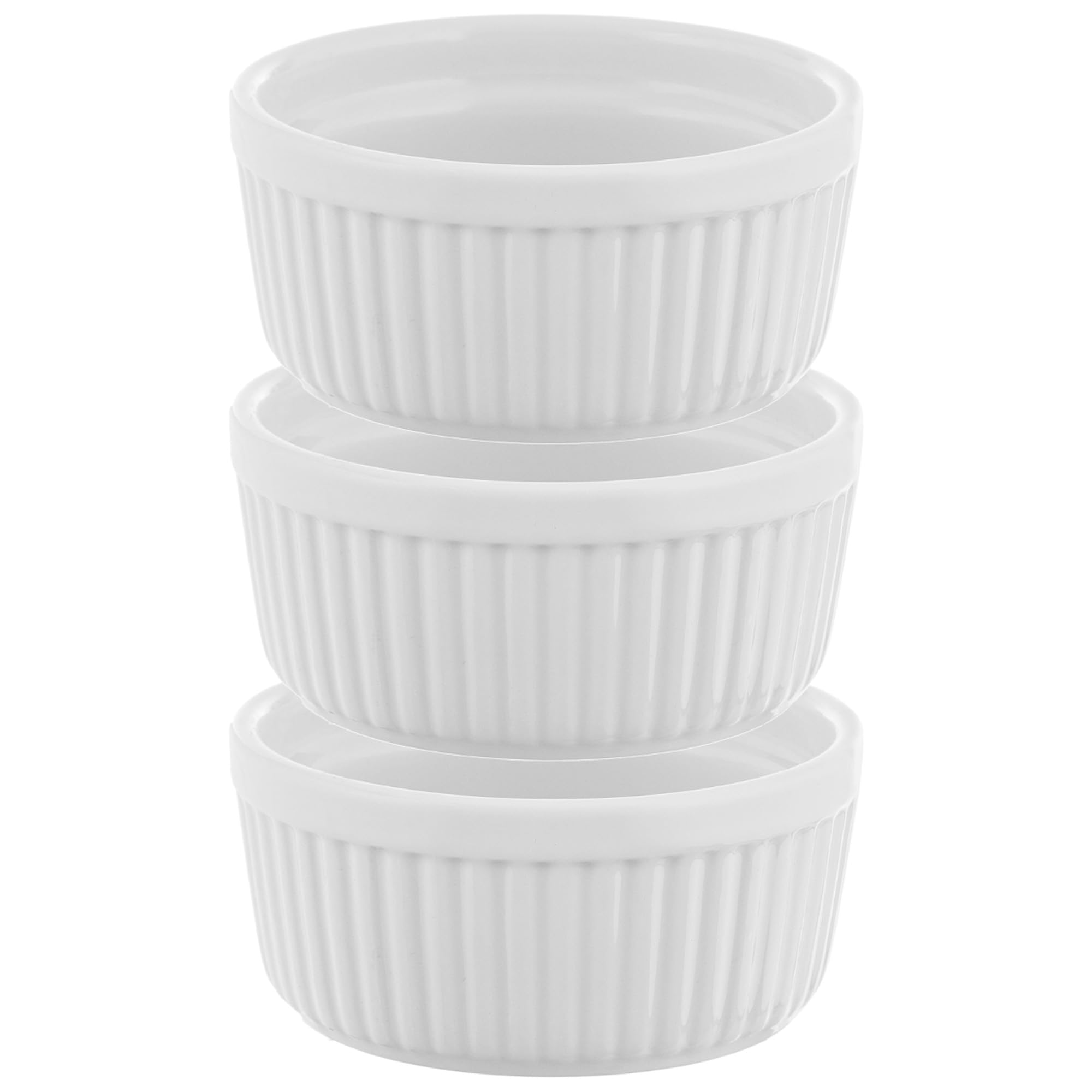 KADAX Set di 3 ramequini soffiati, diametro 11 cm, in porcellana, adatti al forno, per crema bruciata, soffiato, bianco