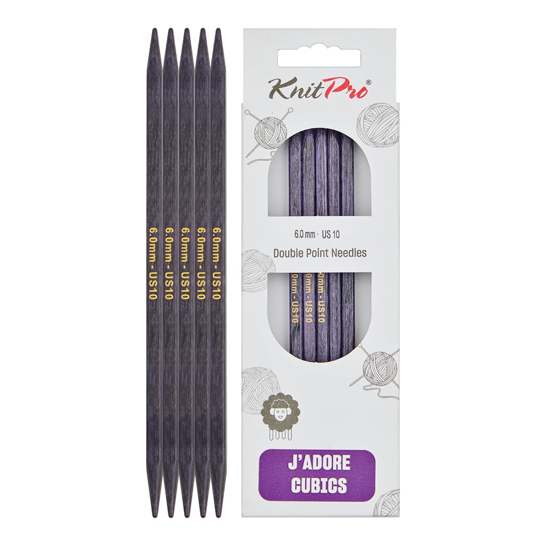 KnitPro J’Adore Cubics Double Pointed Needles 6" (15cm) | 6.00mm
