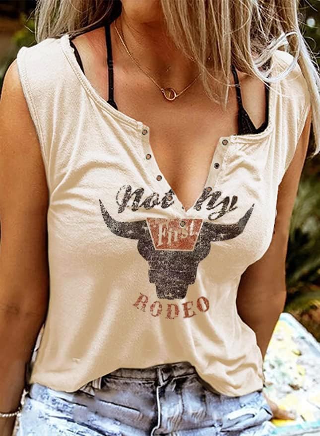 Not My First Rodeo Tank Women Rodeo Shirt Country Shirts Western T Shirt Sleeveless V Neck Ring Hole Cowboy Tank Tops3