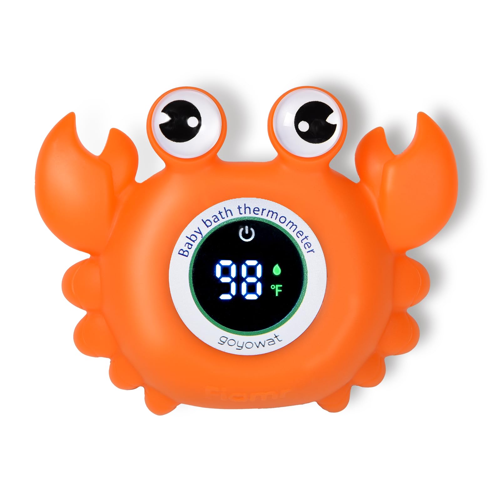 Goyowat Baby Bath Thermometer, Bathtub Water Thermometer, Large Eyed Crab Toy Floating Water Temperature Gauge Baby Temperature Warning, LED Display
