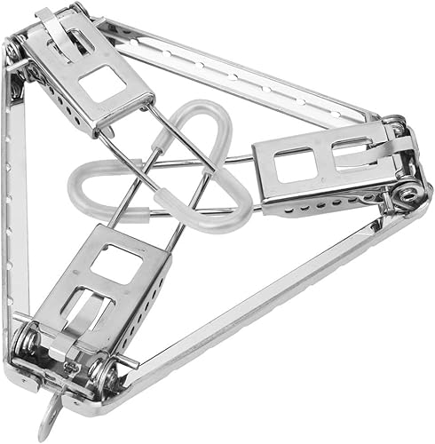 Miniatura 8 de FastUU Soporte para ollas de camping, estante plegable de acero inoxidable para estufa, trípode portátil para parrilla de combustible al aire libre