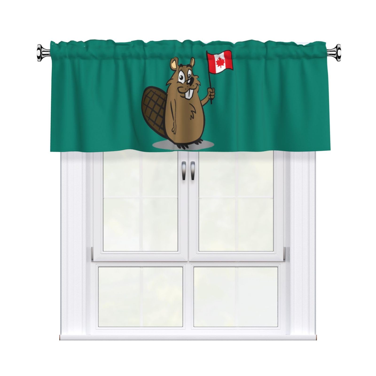 aacxzff Beaver Print Curtain Valance 54"x18" (WxL) for Kitchens Bathrooms Bedrooms Balconies Living Rooms