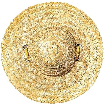 POPETPOP Adjustable Chihuahua Straw Hat, Fashion Dog Sombrero Hat Cap, Mexican Party Hawaii Garden Sun Bucket Cap for Puppy and Kitty - Size M