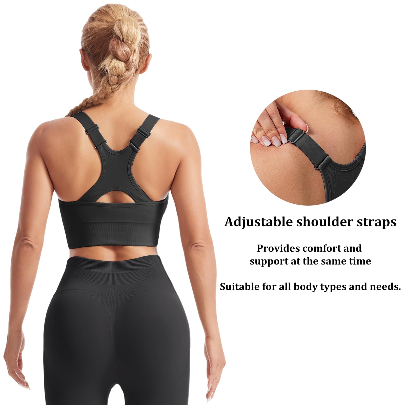 HANERDUN Reggiseno Sportivo Donna Fitness Yoga Reggiseno Donna Regolabile Ampio Cinturino Reggiseno Senza Ferretto Reggiseni Rimovibile Imbottiture