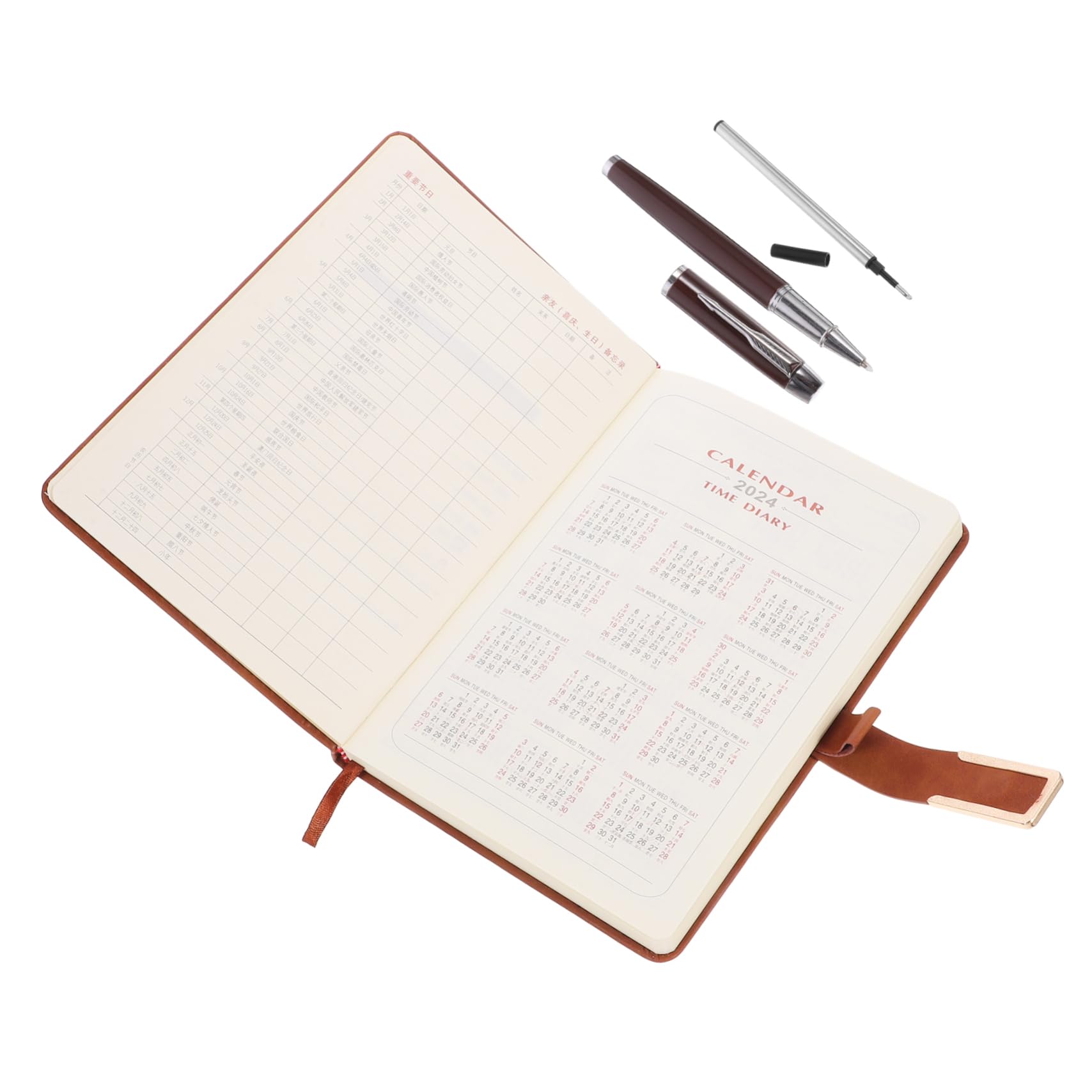 3 Ensembles Carnet de Notes Rétro Business avec Stylo Carnet de Planification Journalier Portable Couverture PU Marron avec Boucle pour Prise de Notes et Organisation Quotidienne