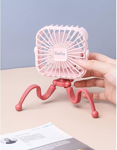 Miniatura 8 de LUKYRA Ventilador de cochecito, ventilador portátil de 3 velocidades con clip para bebé, ventilador de escritorio personal a batería con trípode