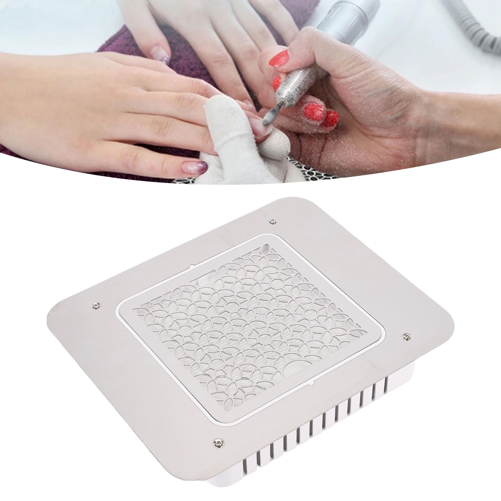 BRRNOO Colector de Polvo de Uñas Escritorio de Mesa Incorporado Potente 48W 3500RPM Extractor de Polvo Integrado sin Escobillas Aspirador de Uñas para Nail Tech Salon ABS Aleación