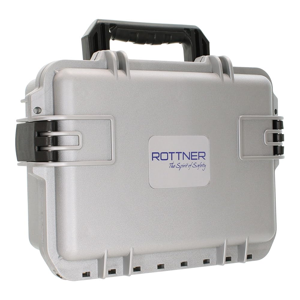 Rottner Waffentransportbox Gun Case mobile, Schnappverschluss, Grau, BxH 395x148 mm, geeignet für 2 Kurzwaffen, Munition, Zubehör