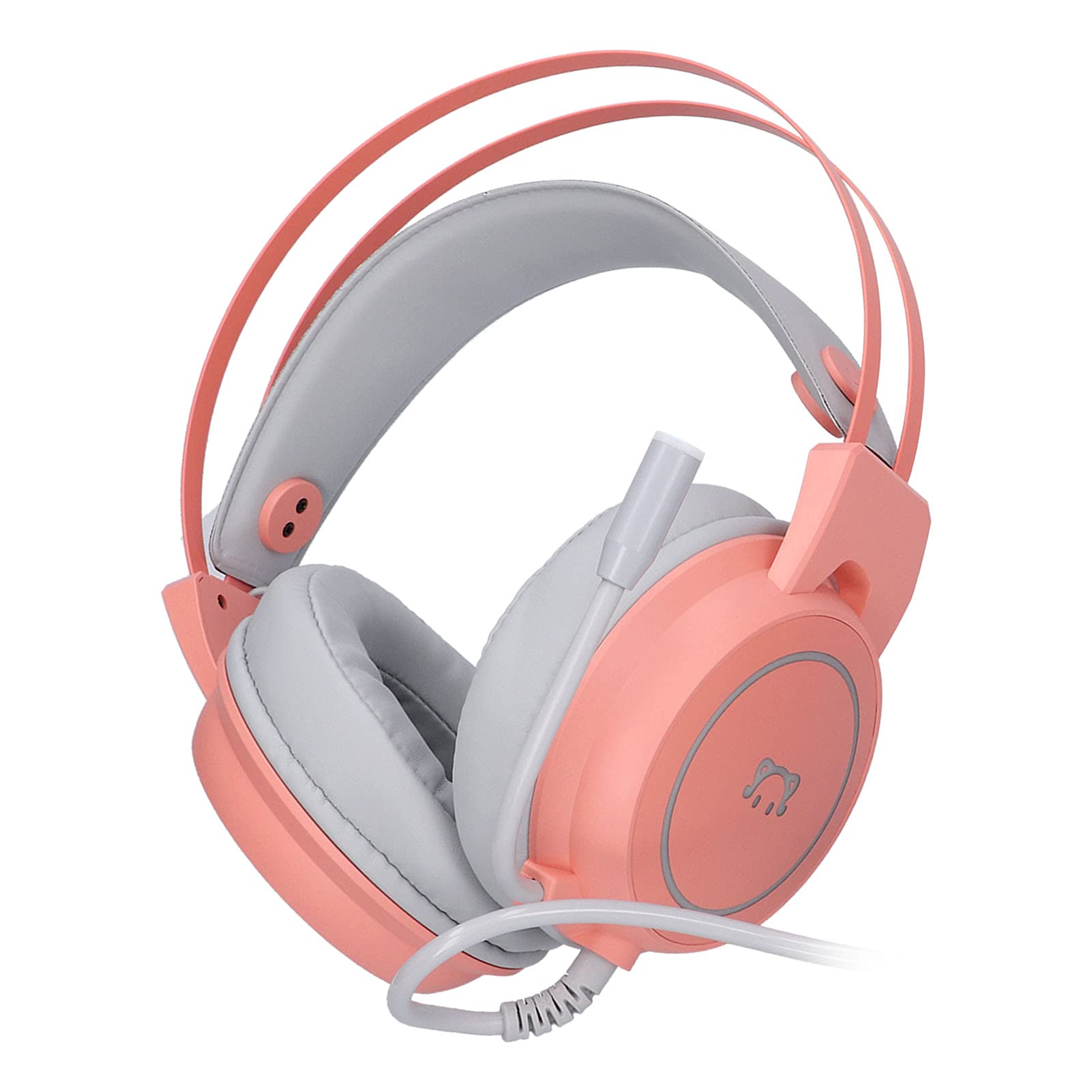 Casque de Jeu Filaire avec Microphone, Casque de Jeu pour PC, Son stéréo Surround Confortable, Casque RVB, Micro omnidirectionnel réglable pour matériel de Jeu Informatique, léger (Rose)