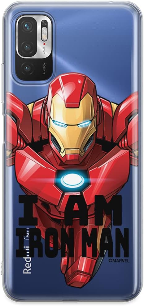 ERT GROUP Mobile Phone case for Xiaomi REDMI Note 10 5G / Poco M3 PRO Original and Officially Licensed Marvel Pattern Iron Man 029 adapted to The Shape of The Mobile Phone, Partially Transparent