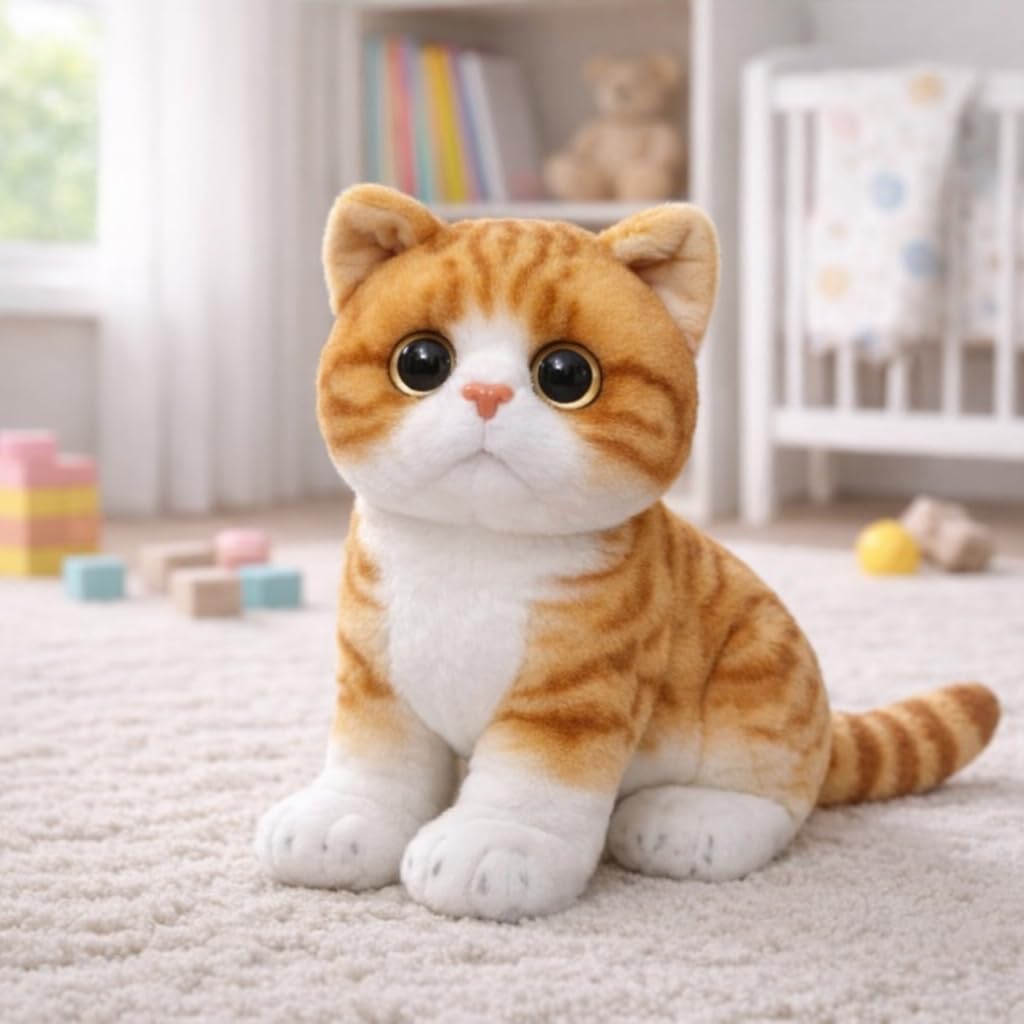 FuzzyTales Cat Soft Toy 30cm | Stuffed Plush Animal for Kids & Adults | Kawaii Cute Cat Toy for Cuddles, Gifts & Room Decor | for Birthdays, Valentine's Day, New Year, Christmas (Orange, 30 cm)-picture-38