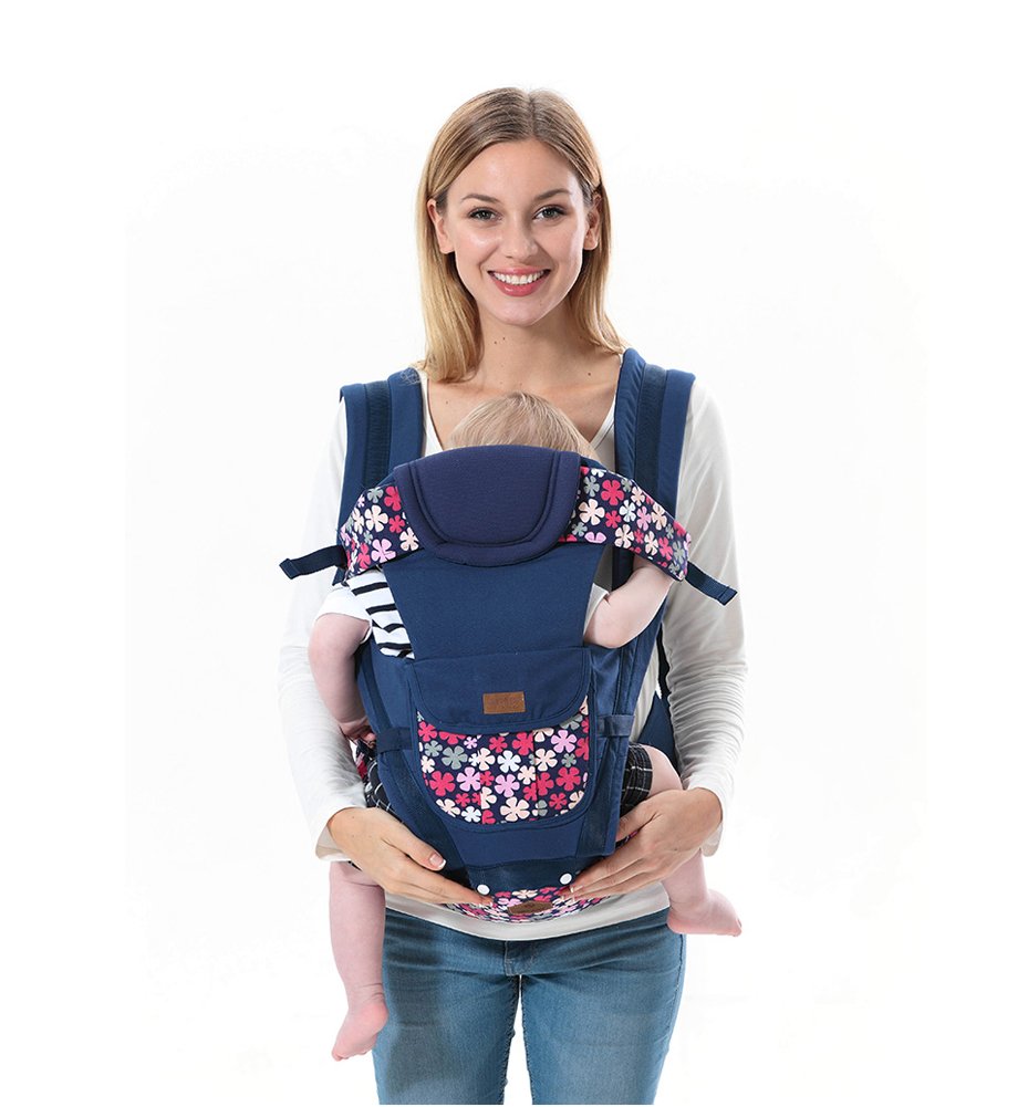 Front Back Ergonomic Safety Baby Carrier | Infant Comfort Backpack Sling Wrap Harness | Great Back and Lumbar Support | Convenient Storage Pocket | Blue