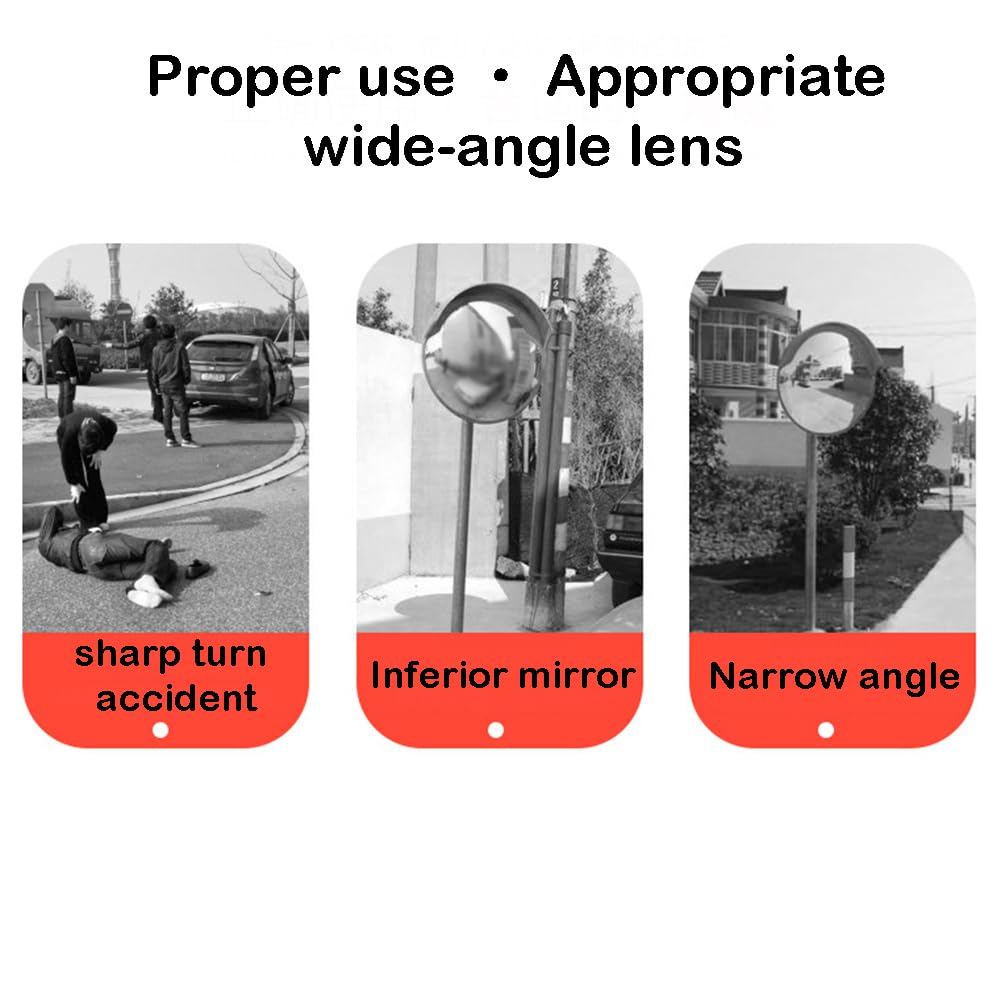 Mirror De Entrada Convexa, Espejo De Punto Ciego Ajustable, Espejo De Seguridad del Tráfico, Espejo De Seguridad Interior Y Exterior, Espejo De Seguridad Parabólico para El Camino,60cm