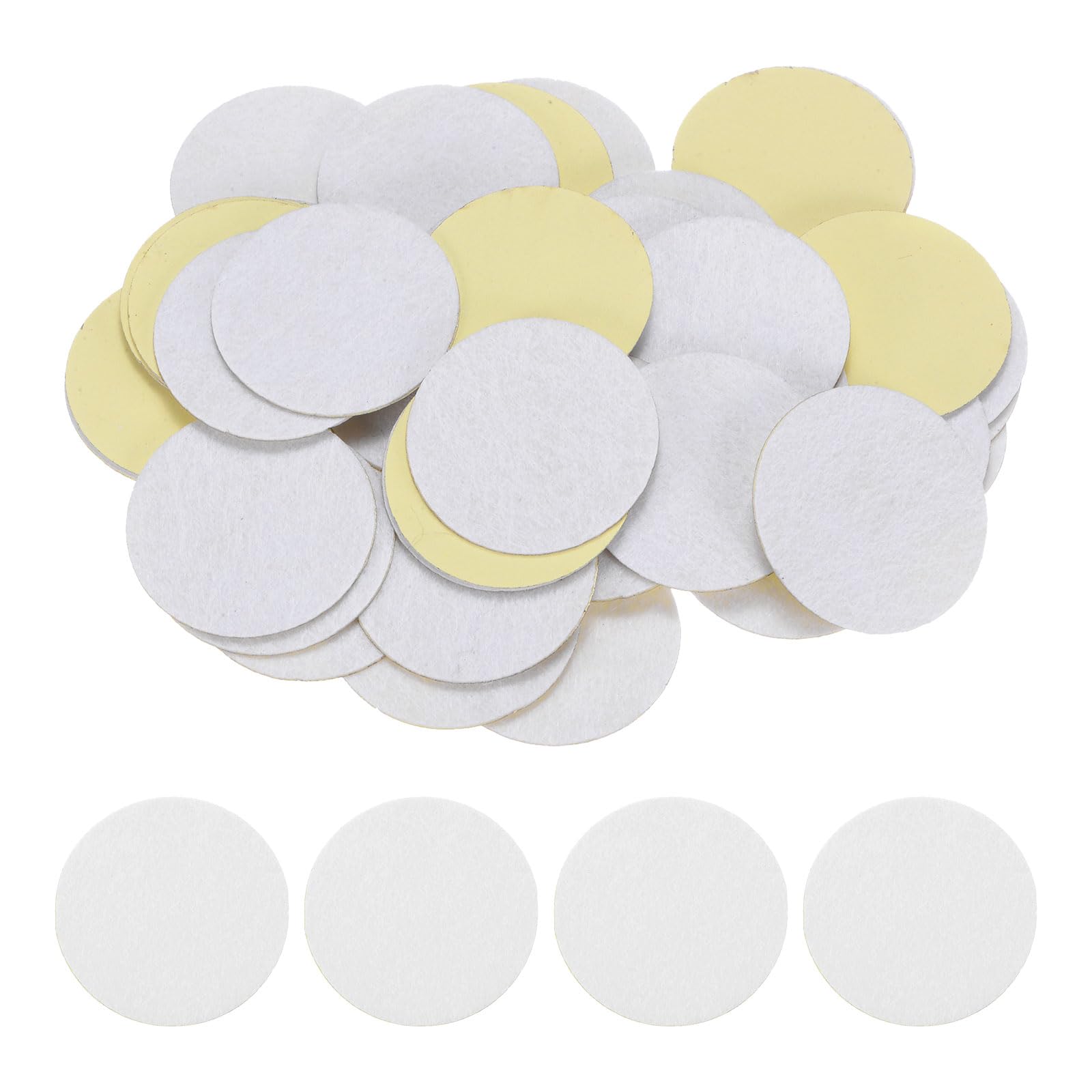 HARFINGTON 48pcs Round Adhesive Felt Circles, 45mm 1-3/4" Pre Cut Felt Craft Stickers Non-Woven Mini Felt Fabric Circles for DIY Sewing Handcraft Cut Projects Craft Finishing, White