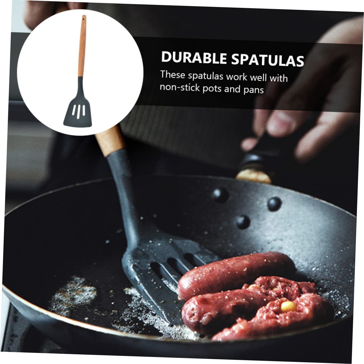 Set Di 3 Spatole In Legno D'Ulivo Per Cucina, Resistente Al Calore, Con Manico Lungo - Palette Per Mescolare E Servire