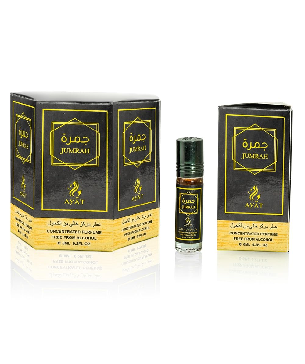AYAT PERFUMES Musk Fragrance Oil Attar Jumrah - Concentrated Perfume for Men and Women Alcohol Free - 6 x 6ml - Oriental Fragrance from Dubai with Long Lasting Durability Set of 6