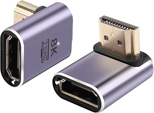 PNGKNYOCN Adaptador HDMI de 90 grados 8K, paquete de 2 adaptadores de ángulo recto HDMI 2.1 macho a hembra de 48 Gbps compatible con 8K @60Hz, 4K