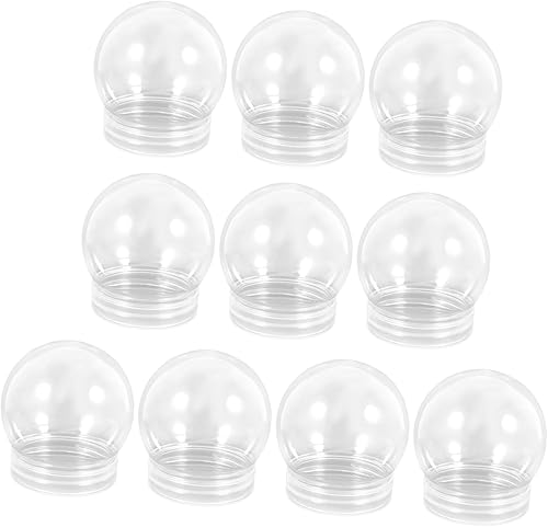 VOSAREA Globo de nieve de plástico, 10 unidades, globo de nieve, globo de agua, bola de plástico transparente con tapa de rosca rellenable, globo de