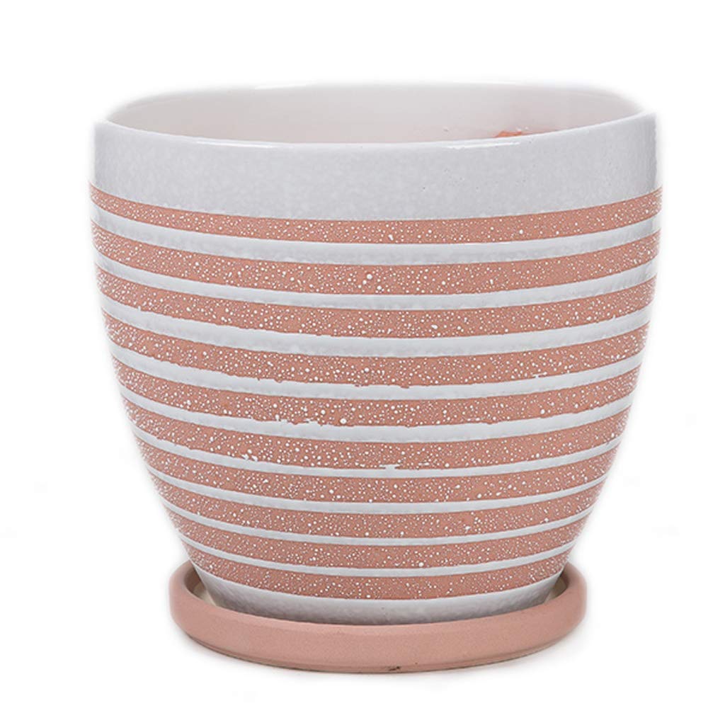 Cache-pot en céramique rose de 24,5 cm au design minimaliste