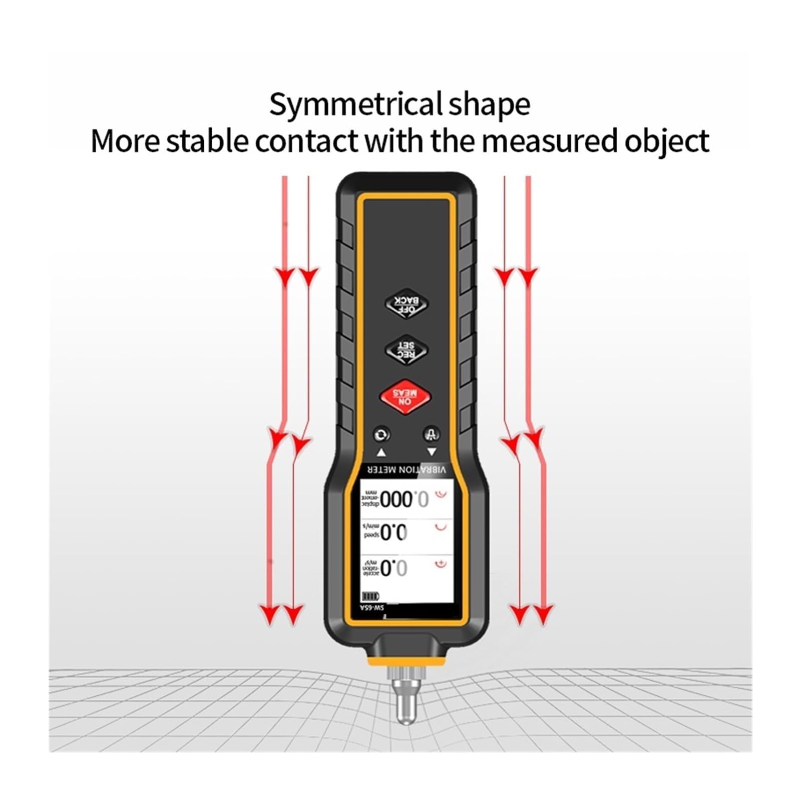 Medidor de Vibraciones, Herramienta de Medición Digital Portátil con Sonda Reemplazable y Linterna, Velocidad de 0.1-199.9 mm/s, Almacenamiento de 200 Datos, Ideal para la Inspección(SW-63A)