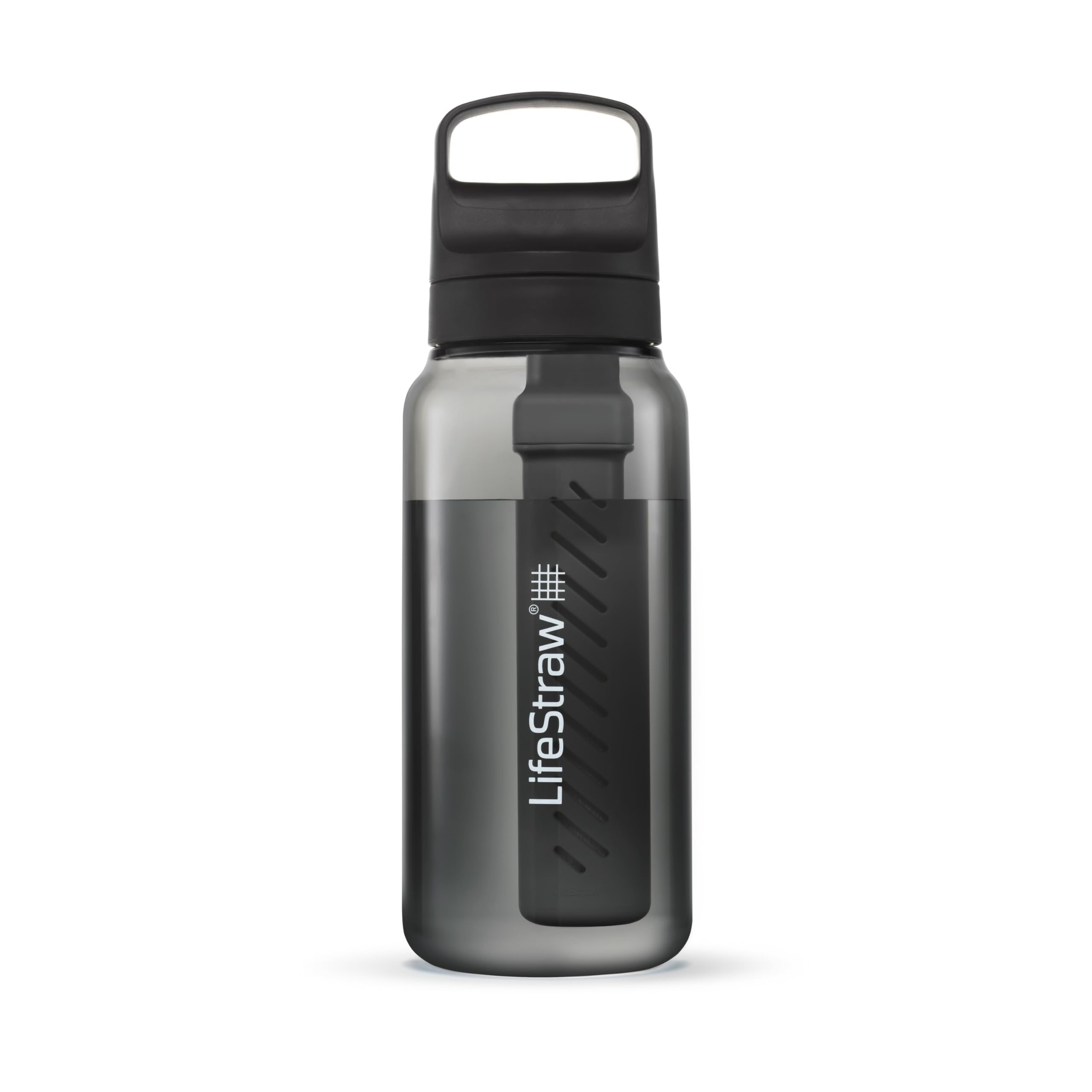 LifeStraw Go Series – Gourde filtrante sans BPA 1l pour les voyages et l'usage quotidien. Élimine les bactéries, les parasites et les microplastiques. Améliore le Goût, Nordic Noir (noir)