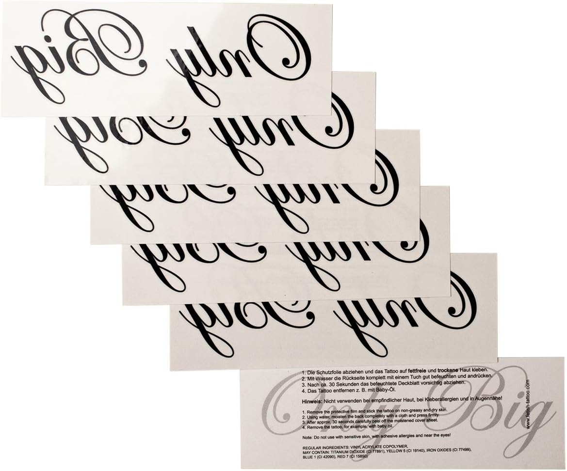 2 x Only Big temporary tattoo lettering in black Fetish kinky tattoo