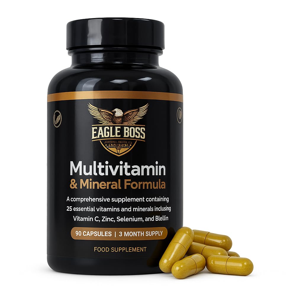 Multivitamin & Mineral Capsules – 90 Vegan Capsules | 25 Nutrients incl. B-Complex, Zinc, Biotin, Selenium, Iron | UK-Made Daily Supplement for Men & Women – 3 Month Supply