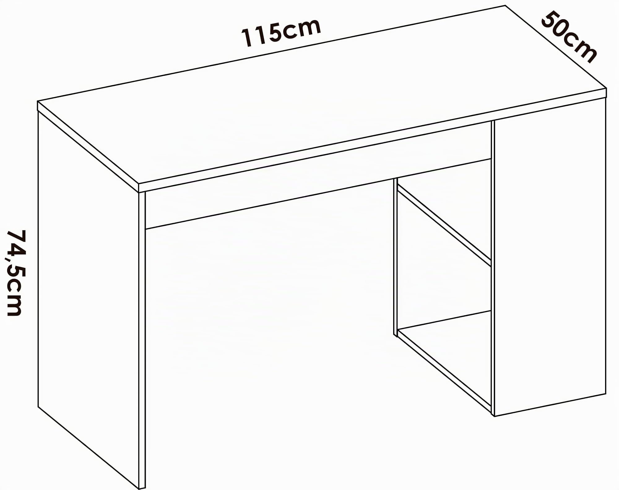 DEKIT GRUPO RIMOBEL TEO - Mesa escritorio con estante y cajón - BLANCO - 74 x 115 x 50