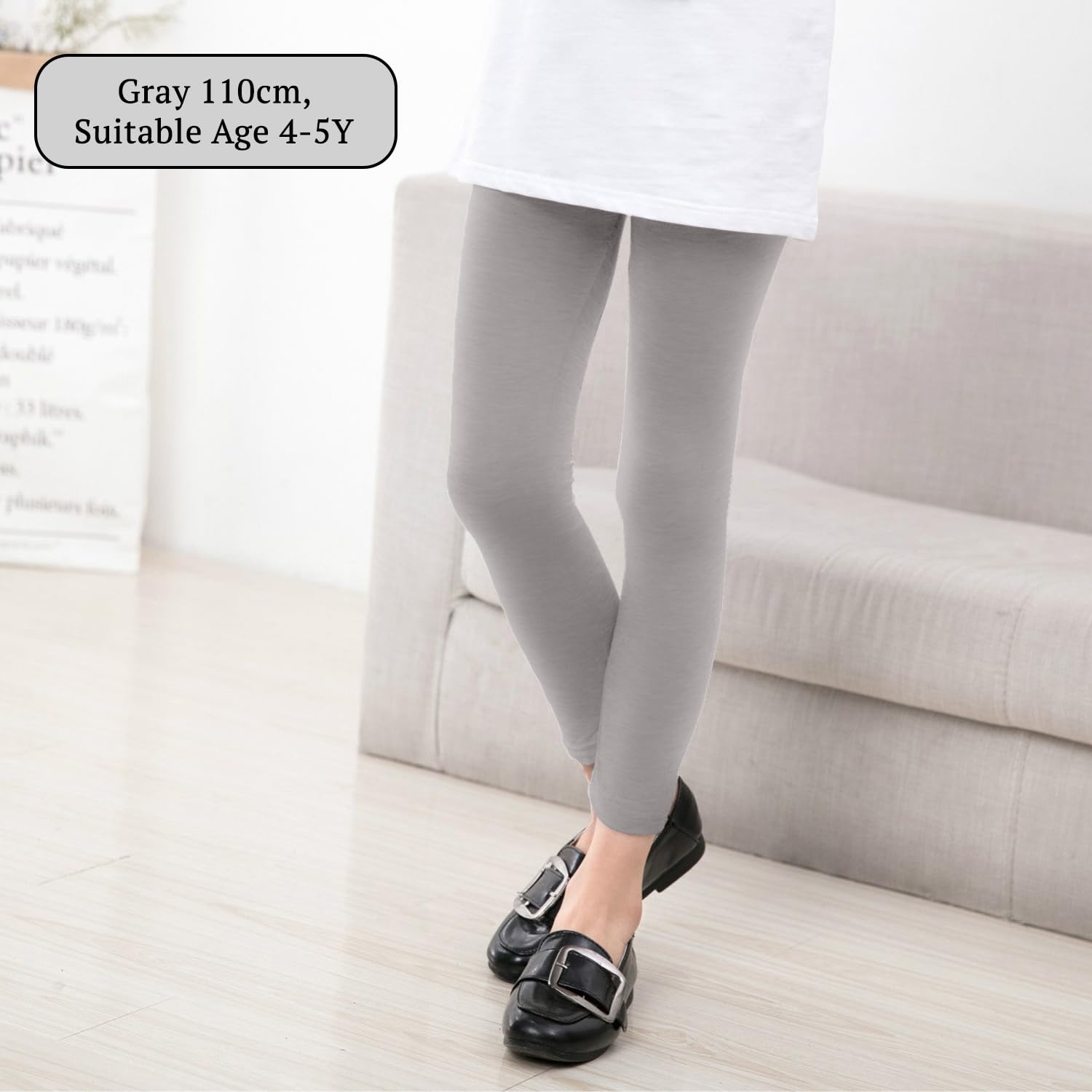 SYGA Girls Leggings, Soft & Stretchable Cotton Infant Toddler Leggings, Suitable for All Seasons, Size 7-8 Years(Gray) - Image 3 thumbnail