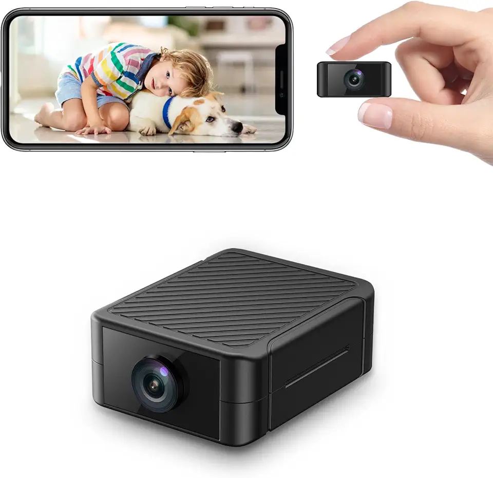 Spy Camera, Hidden Camera 4K Ultra HD with 4H Battery Life, SD Card & Cloud Storage, Motion Detection Alarm, Real-Time App Alerts, 2.4G WiFi & Night Vision for Home/Office Security