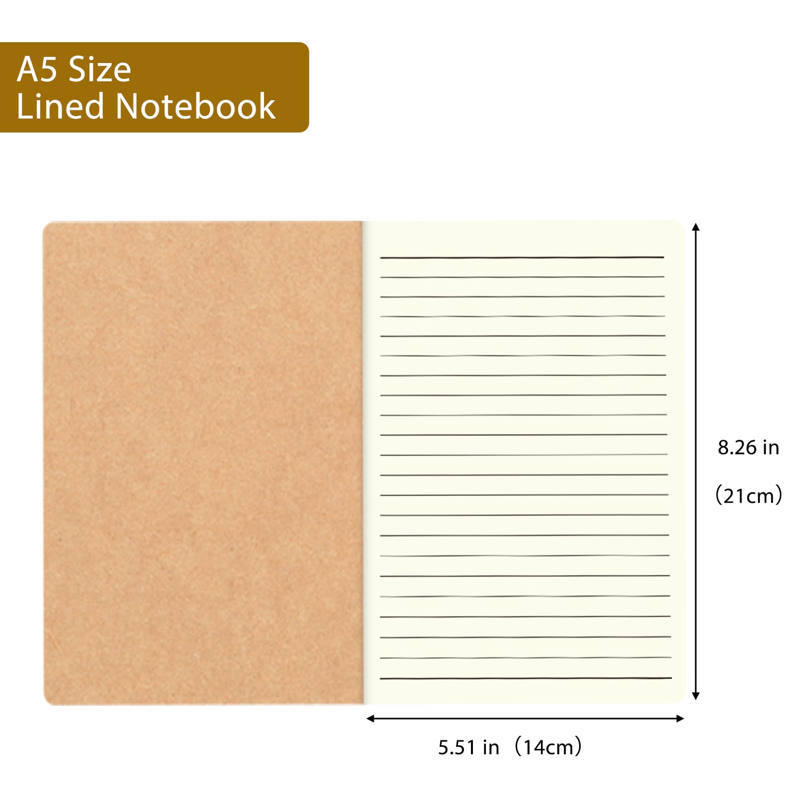 zmybcpack Paquete de 24 cuadernos con forro de papel kraft A5, 21 x 14 cm, 64 páginas/32 hojas | Cuadernos de composición para viajeros, estudiantes, oficina