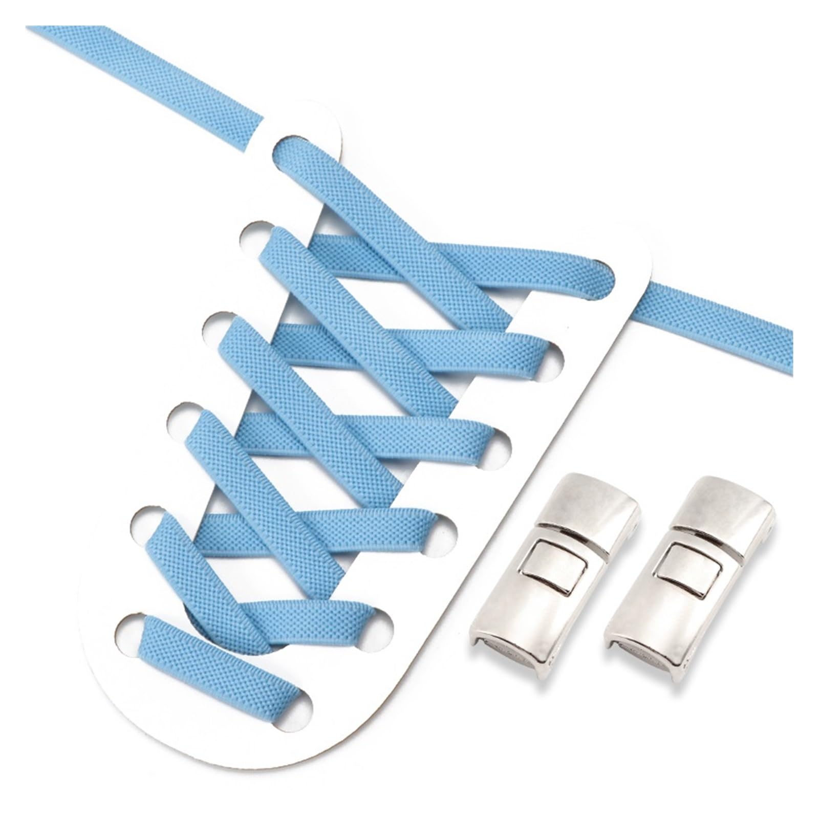 GPDNBIEU Shoelaces, Buckle Rubber Shoelaces Without Ties Thick Flats Kids Adult Running Shoelace(Sky Blue)