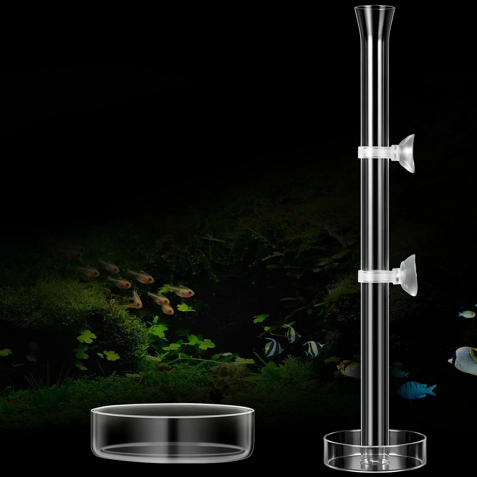 Photo 1 of CHENGU 3 Pieces Shrimp Feeding Tube and Dish Set, 12 Inch Glass Shrimp Feeder Tube and 2 Aquarium Dish Bowl Fish Tank Feeding Supplies for Fish Tank Aquarium
