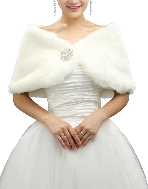 Amazon レディーズ肩掛け ウエディング パーティー 結婚式 披露宴 ドレス ボレロ ファー ふわふわ エレガント おしゃれ かわいい 肩マント フォーマル ホワイト カーディガン ボレロ 通販