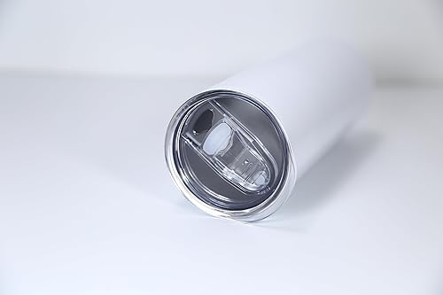 Miniatura 6 de AGH Paquete de 25 vasos de sublimación de 20 onzas con tapa y popote, vaso aislado al vacío de doble pared en blanco, vaso recto delgado de acero