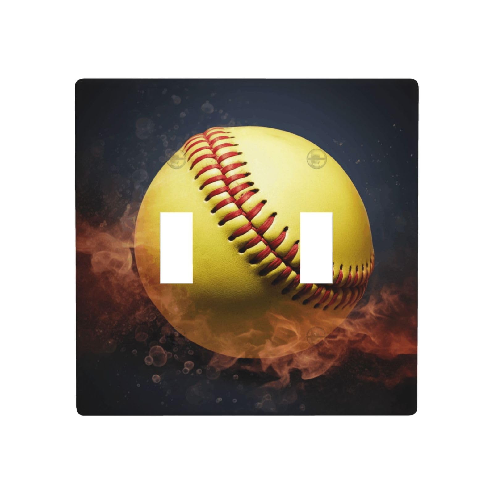 Decorator Double Toggle Light Switch Covers Softball Wall Plate 2-Gang Standard Size 4.5" x 4.5" Double Toggle Switch Wallplate Decorative 2 Gang Wall Switch Plate Covers