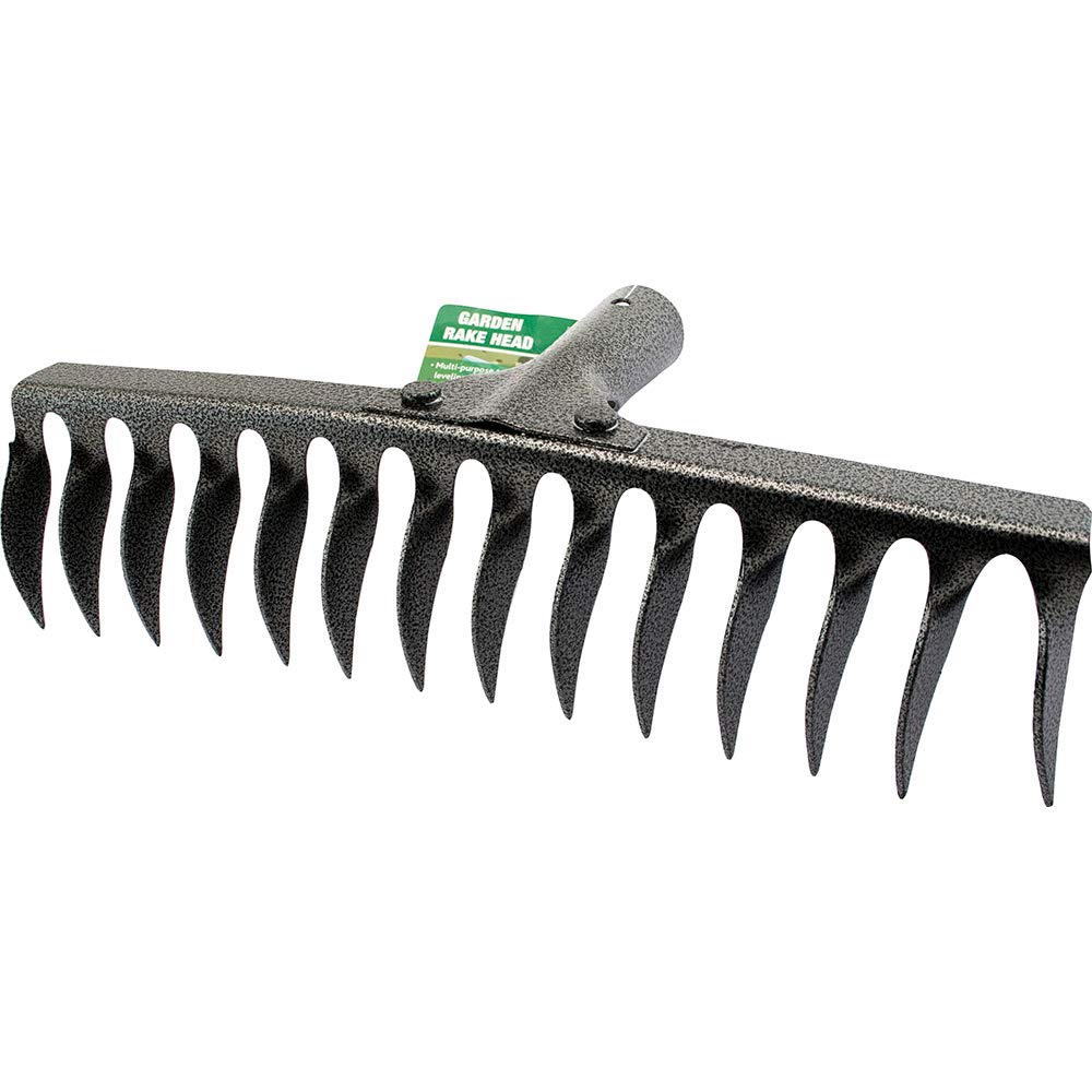 BARGAINSGALORE NEW 14 TOOTH TEETH EMERGENCY REPLACEMENT RAKE HEAD GARDEN LAWN LEAF LEAVES METAL CARBON STEEL | STRONG DURABLE LONG LASTING | HEAD ONLY