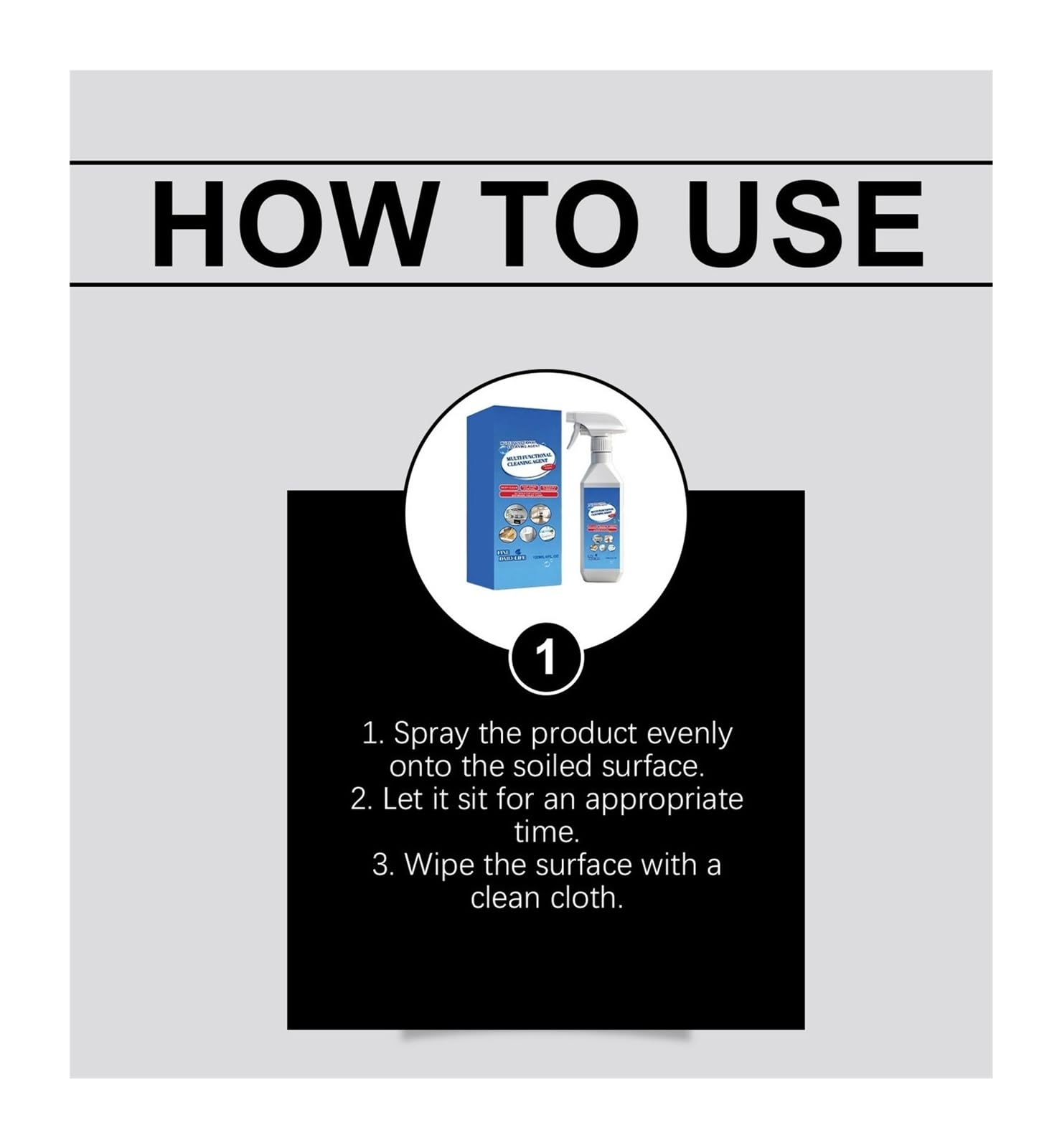 Spray limpiador multiusos de 120 ml, for uso general en el hogar y la cocina, elimina potentemente las manchas(2pcs)