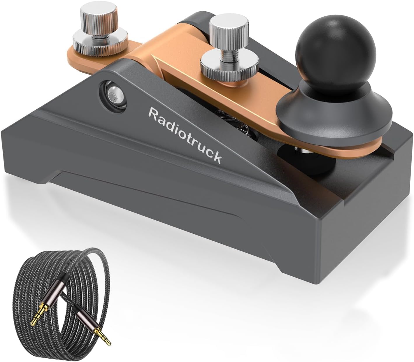 CW Telegraphy Key Auto Morse - Radio HAM Send Telegram Key Lambic Single Paddle Transmission Morse Code Key with Aluminum Alloy Body Base (Grey)