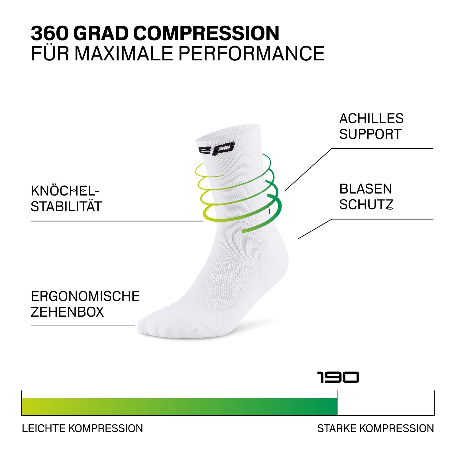 CEP 5.0 Mid Cut – Kurze Laufsocken für Herren – Laufsocken mit Kompression für mehr Stabilität und Blasenschutz und blasenfreies Laufen – Hochwertige Running Socks für optimale Durchblutung