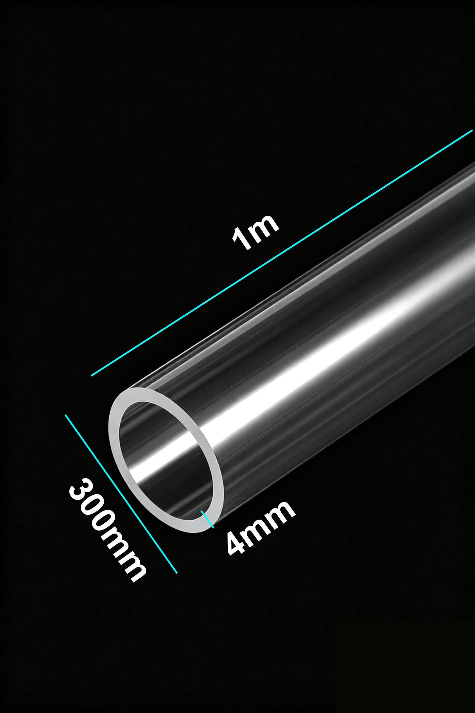Tubo Redondo De Acrílico Transparente 300Mm OD X 1M, 1 Pieza De Tubo Hueco De PMMA Transparente para Manualidades DIY,300 * 4mm | Alta Claridad Óptica, Superficie Lisa, Ligero y Rígido, Fácil de Cortar y Mecanizar, Uso Duradero