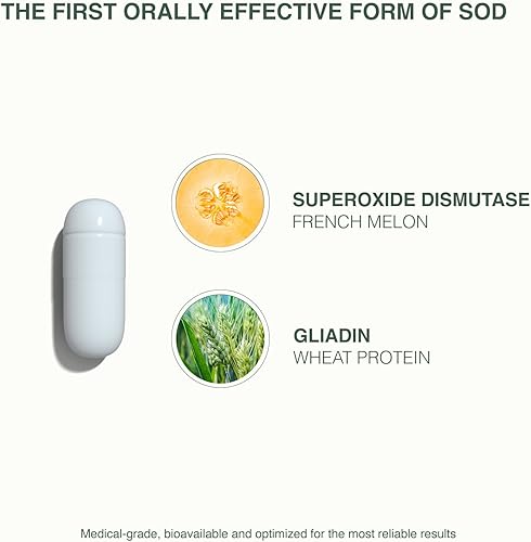 Miniatura 5 de Glisodin Enzima antioxidante  Nutraceutical combina extracto de melón rico en SOD y proteína de trigo (Gliadina)  Clínicamente probado para proteger