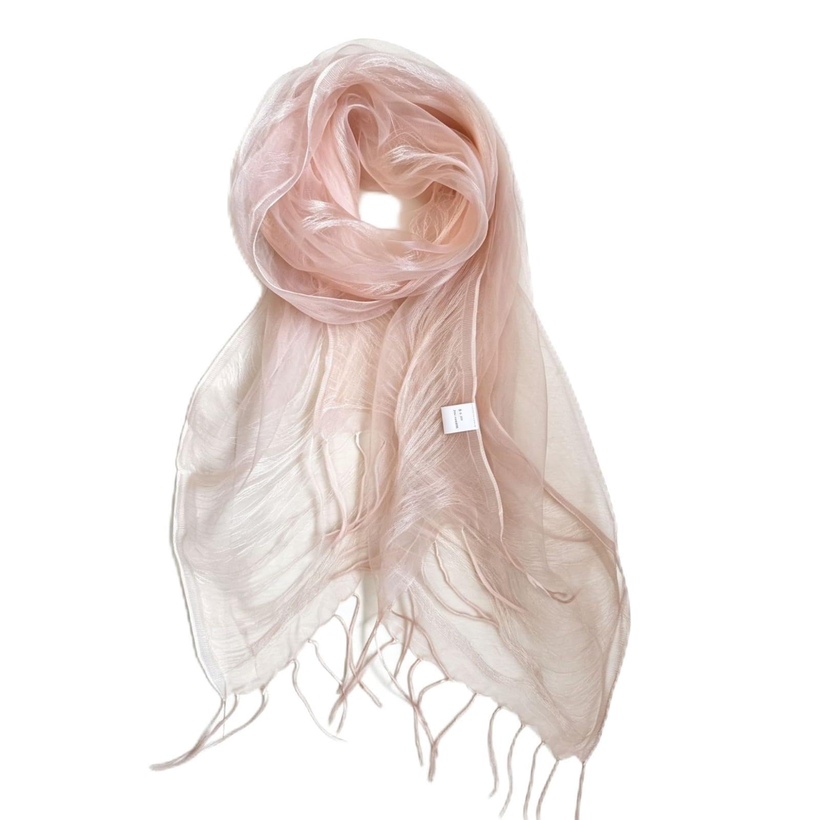 rockible Foulard en Soie Femme Écharpe Châle Étole Châle Tissu Léger et Doux avec Fines Franges Drapé Fluide et Polyvalent Convient au Quotidien aux aux Tenues, Array, Rose Poudre