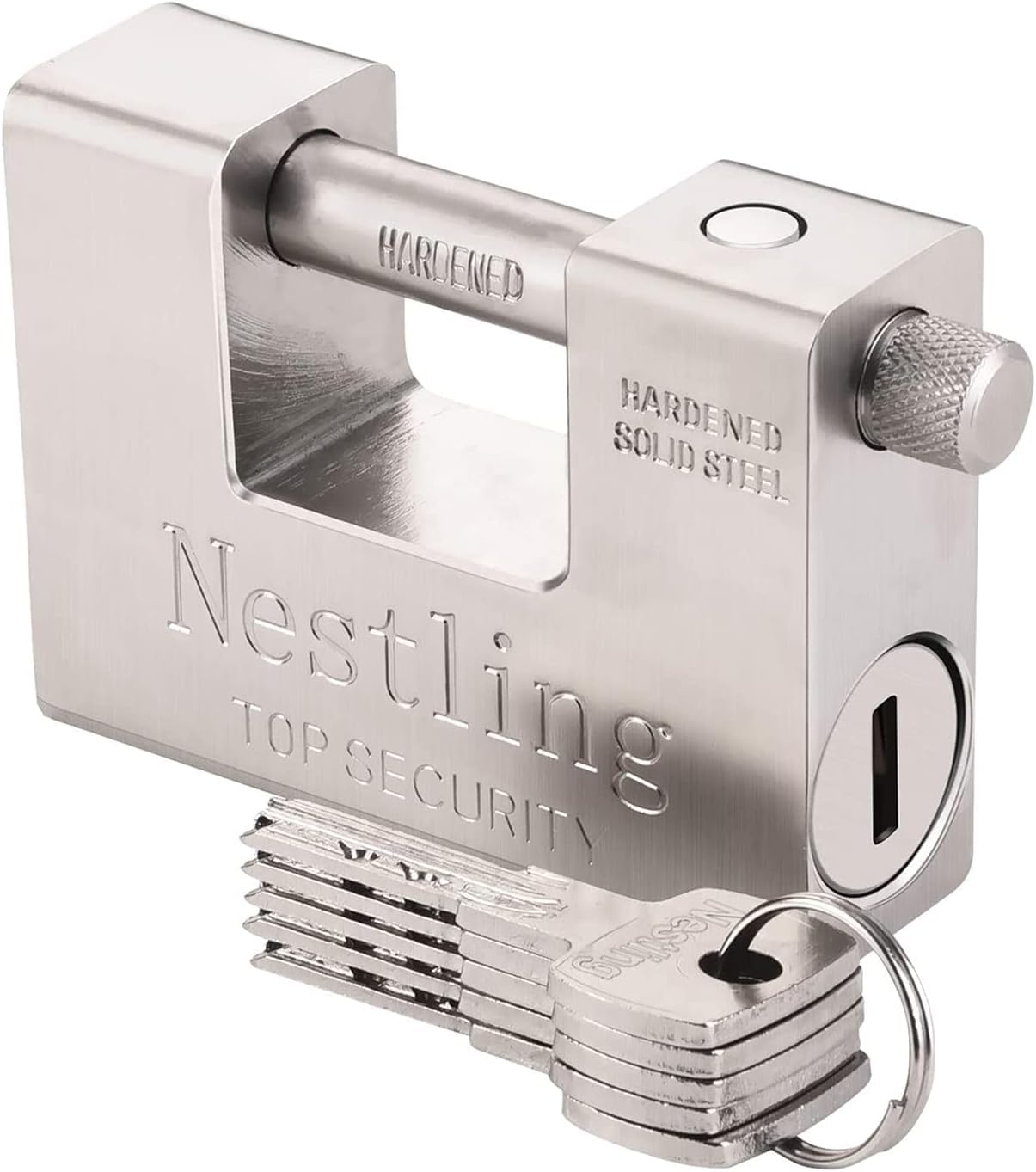 94mm Padlock with Key, High Security 5 Keys Heavy Duty 1.1 KG D-Shaped Solid Brass Outdoor Keyed Padlock - Protect Garage Door, Containers, Shed, Shutter, Locker, Gate and Warehouse