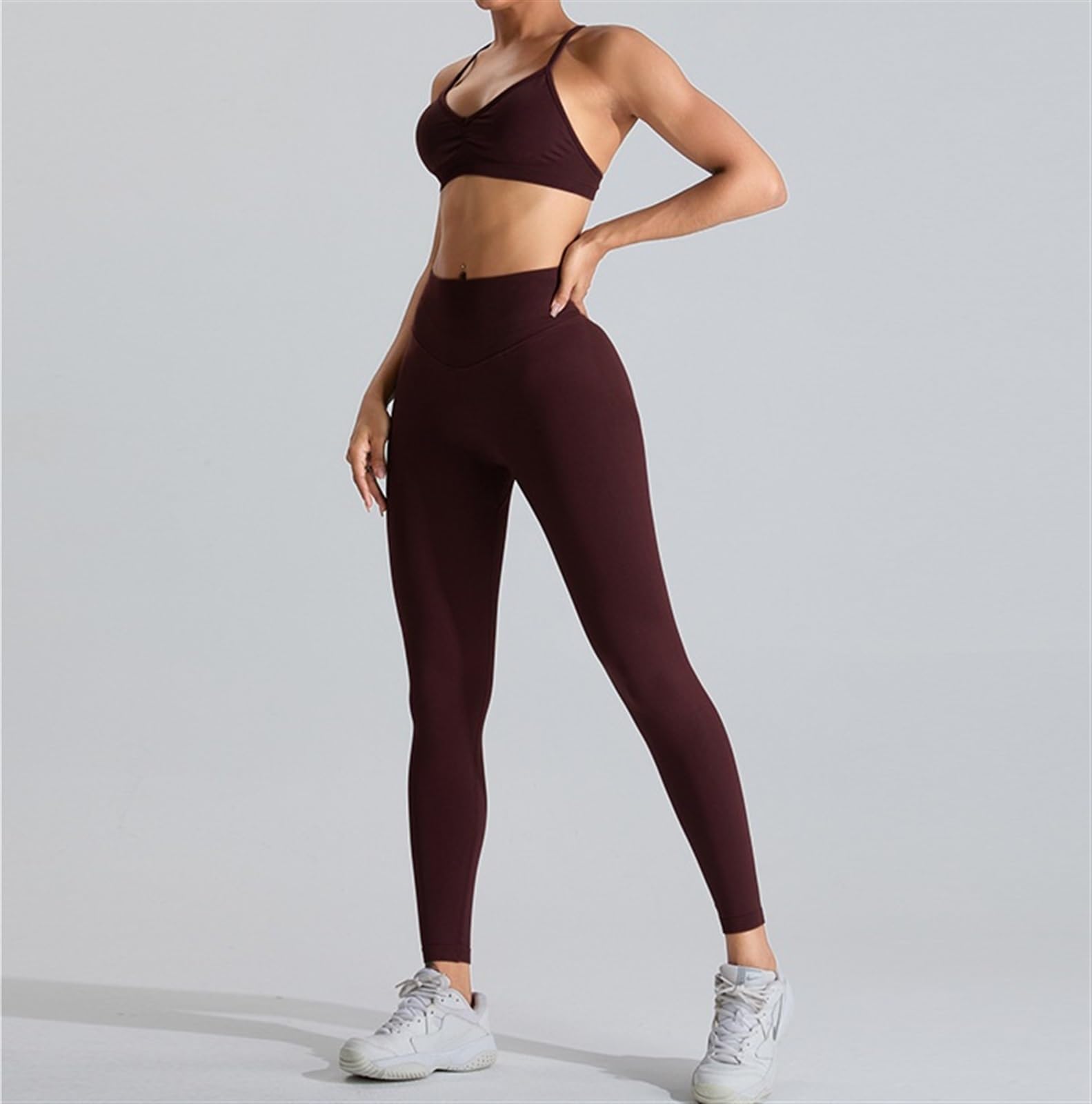 Genérico 2 Uds Mallas Gimnasio Mujer Cintura Alta Levantamiento Glúteos Pantalones De Yoga Deportivos Ajustados Fitness Al Aire Libre