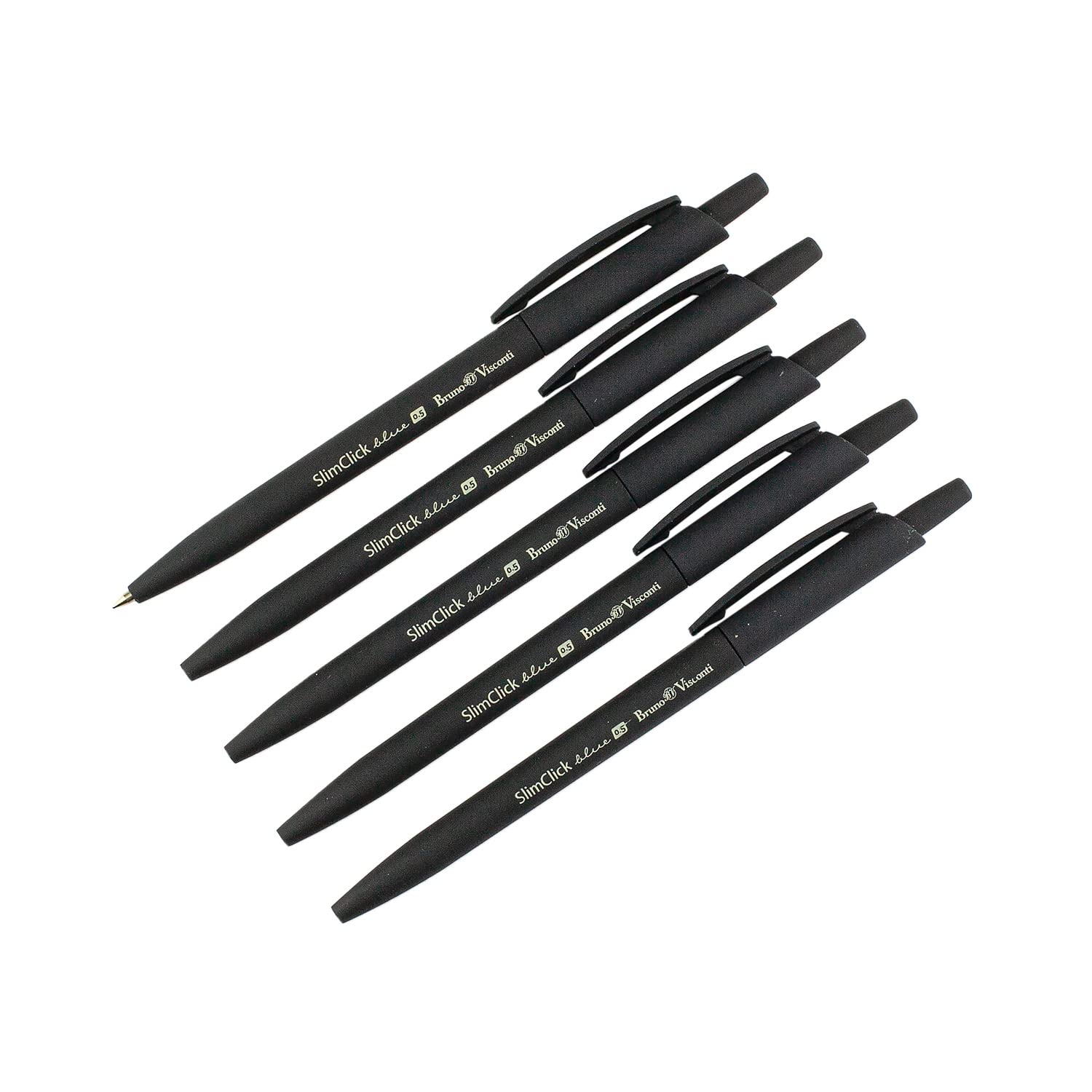 Pióro kulkowe "Slim Click", zestaw 5 sztuk, kolor niebieski, 0,5 mm, kolor czarny